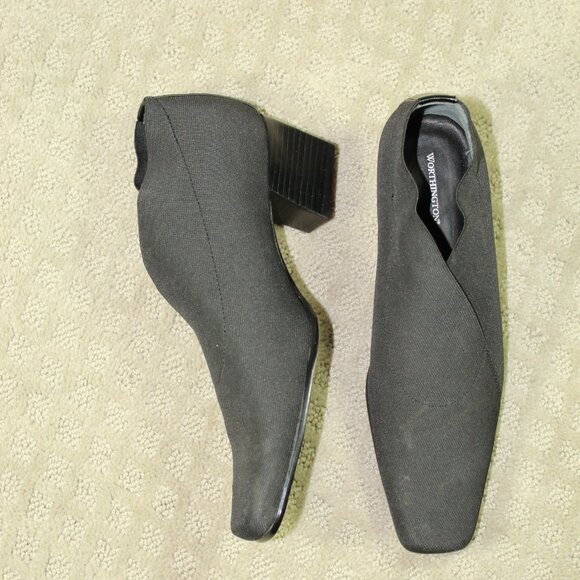 NEW Worthington Women's Sz 7.5M Black Elastic 2" Block Heel Shoes - Picture 1 of 6